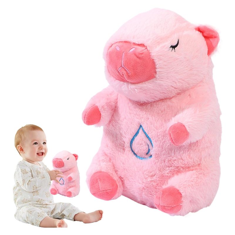 Jucarii, Copii si Bebe - Jucarii si jocuri - Jucarii de plus - Jucarie de plus Capibara KidMania® cu functie de respiratie, melodii si lumina pentru copii, 25 cm, roz - Infinity.ro