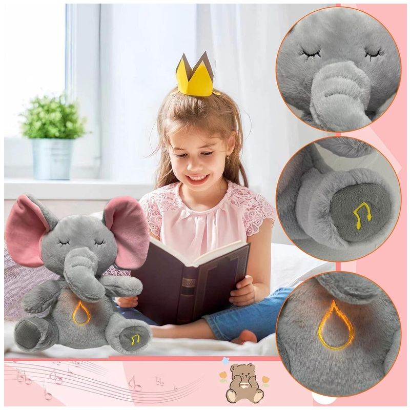 Jucarii, Copii si Bebe - Jucarii si jocuri - Jucarii de plus - Jucarie de plus elefantul Dumbo KidMania® cu functie de respiratie, melodii si lumina pentru copii, 30 cm - Infinity.ro