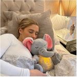 Jucarii, Copii si Bebe - Jucarii si jocuri - Jucarii de plus - Jucarie de plus elefantul Dumbo KidMania® cu functie de respiratie, melodii si lumina pentru copii, 30 cm - Infinity.ro