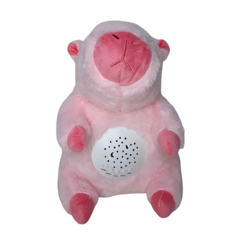 Jucarii, Copii si Bebe - Jucarii si jocuri - Jucarii de plus - Jucarie de plus Capibara KidMania® cu functie lumina de veghe si melodii pentru copii, 25 cm, roz - Infinity.ro