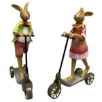 Casa si Gradina - Decoratiuni - Decoratiuni de sezon - Decoratiune Paste model iepure fetita si baietel pe trotineta, 19 cm, multicolor - Infinity.ro