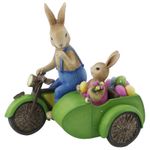 Casa si Gradina - Decoratiuni - Decoratiuni de sezon - Decoratiune Paste model Iepurasi pe motocicleta, 21 cm, multicolor - Infinity.ro