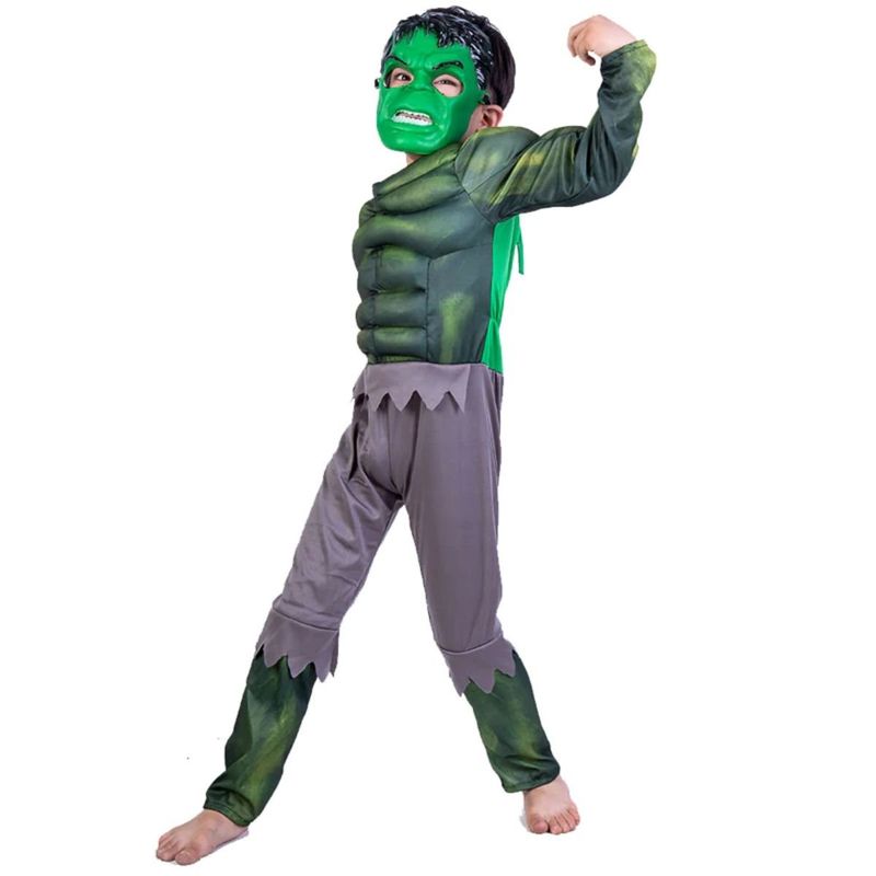 Jucarii, Copii si Bebe - Jucarii si jocuri - Jucarii de rol - Masti si costume copii - Costum Hulk clasic KidMania® cu muschi pentru baieti 100-110 cm 4-5 ani - Infinity.ro