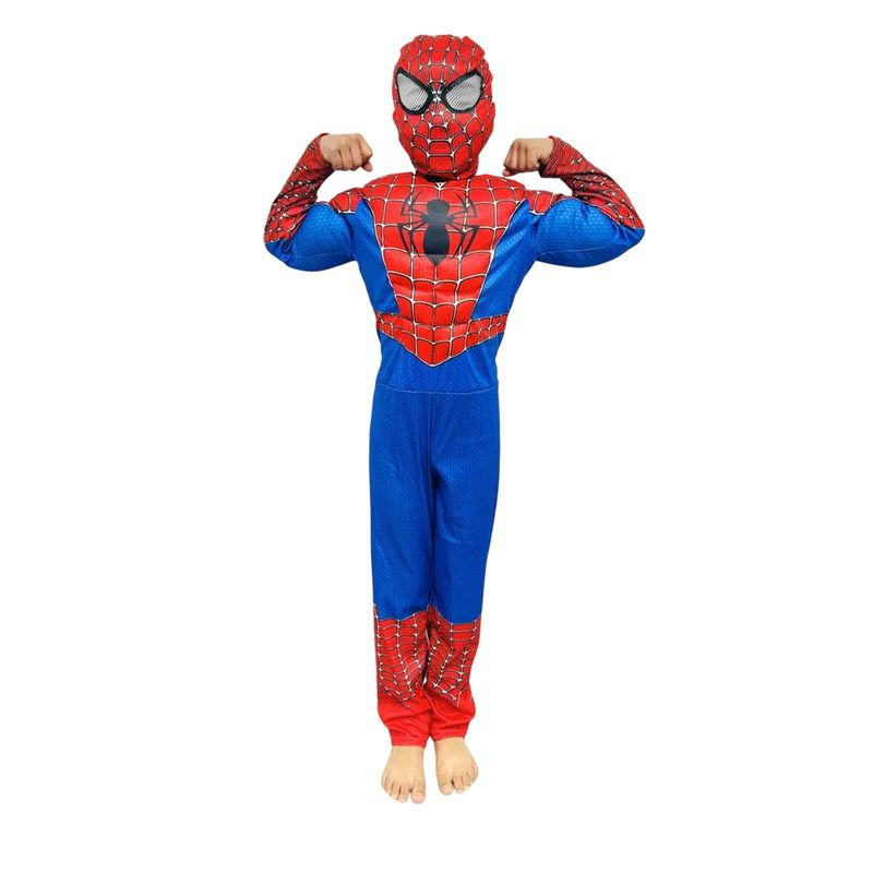 Jucarii, Copii si Bebe - Jucarii si jocuri - Jucarii de rol - Masti si costume copii - Costum Spider-Man KidMania® cu muschi, masca cu lumini si doua manusi lansator cu ventuze pentru copii 3-5 ani 90-110 cm - Infinity.ro