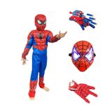 Jucarii, Copii si Bebe - Jucarii si jocuri - Jucarii de rol - Masti si costume copii - Costum Spider-Man KidMania® cu muschi, masca cu lumini si doua manusi lansator pentru copii 5-7 ani 110-120 cm - Infinity.ro