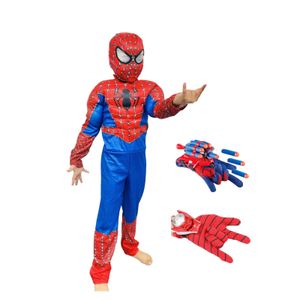 Costum Spider-Man KidMania® cu muschi si doua manusi lansator pentru copii