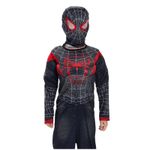 Jucarii, Copii si Bebe - Jucarii si jocuri - Jucarii de rol - Masti si costume copii - Costum Spiderman negru KidMania® cu muschi si doua manusi lansator pentru copii 3-5 ani 90-110 cm - Infinity.ro