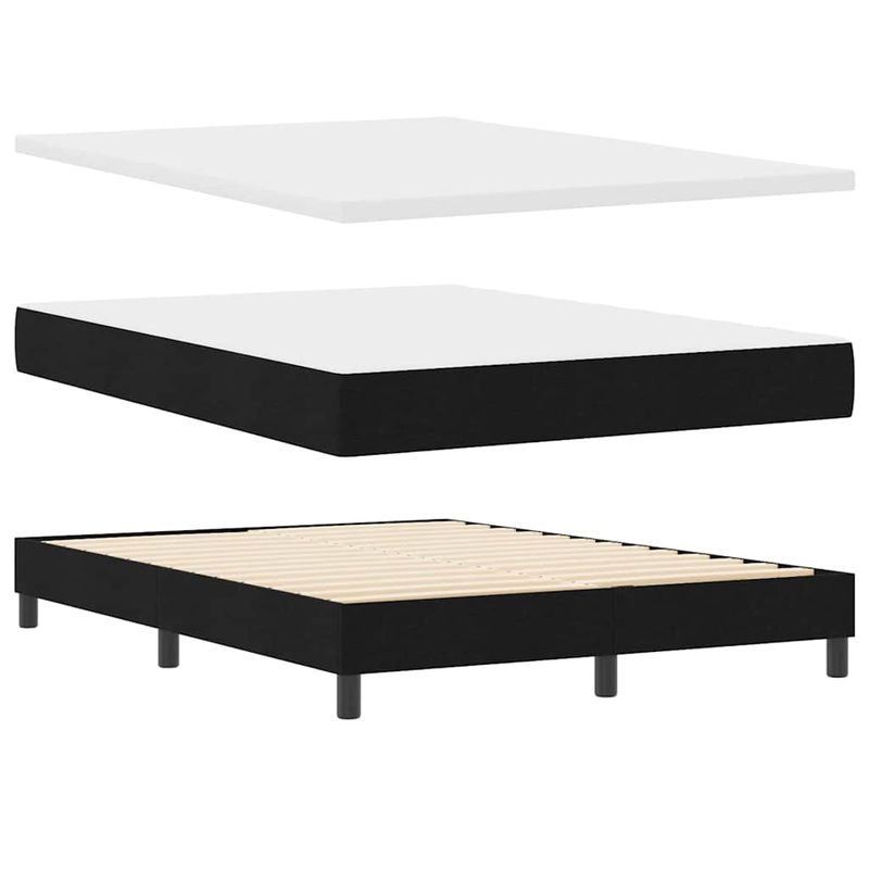 Casa si Gradina - Mobilier - Paturi si accesorii - Paturi - Pat cu arcuri cu headboard Negru 160 x 200 cm Tesatura si Spuma - Infinity.ro
