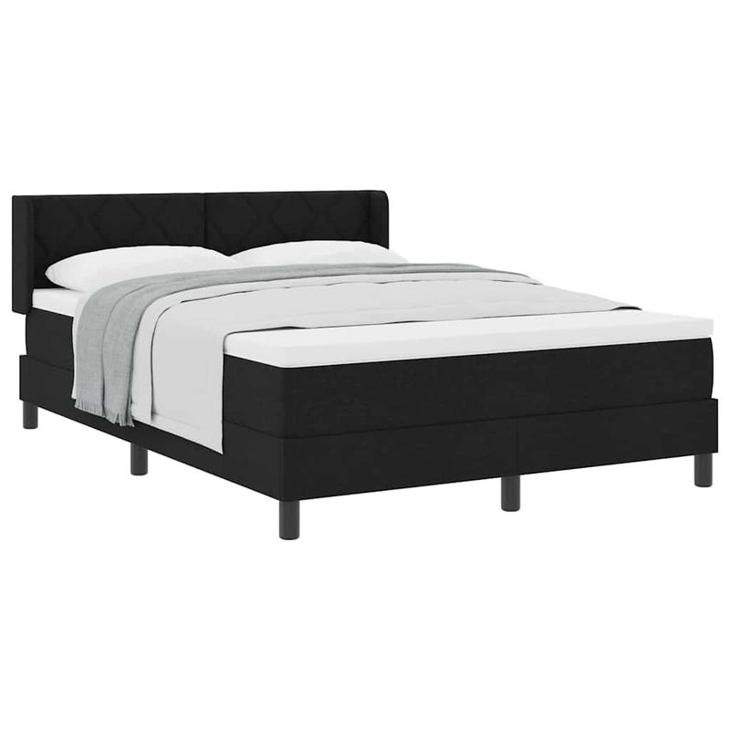 Casa si Gradina - Mobilier - Paturi si accesorii - Paturi - Pat cu arcuri cu headboard Negru 160 x 200 cm Tesatura si Spuma - Infinity.ro