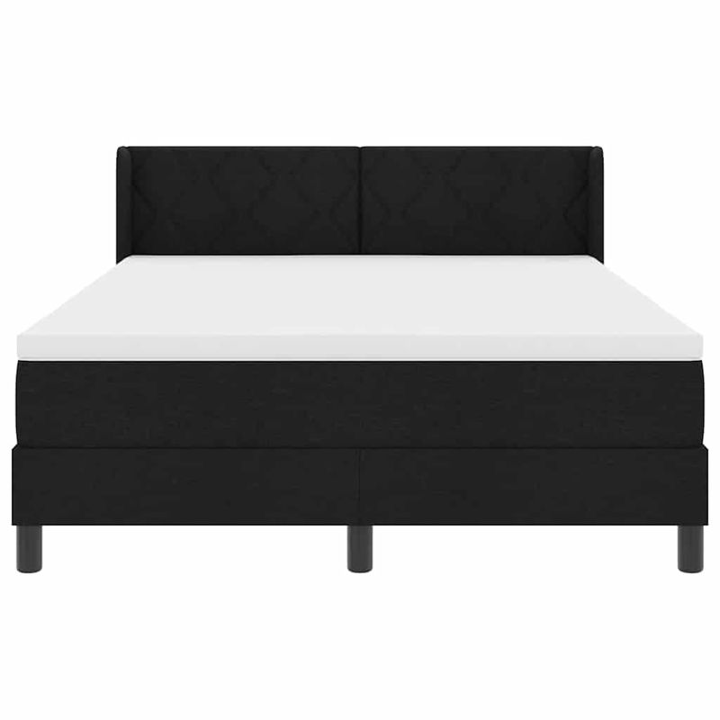 Casa si Gradina - Mobilier - Paturi si accesorii - Paturi - Pat cu arcuri cu headboard Negru 160 x 200 cm Tesatura si Spuma - Infinity.ro