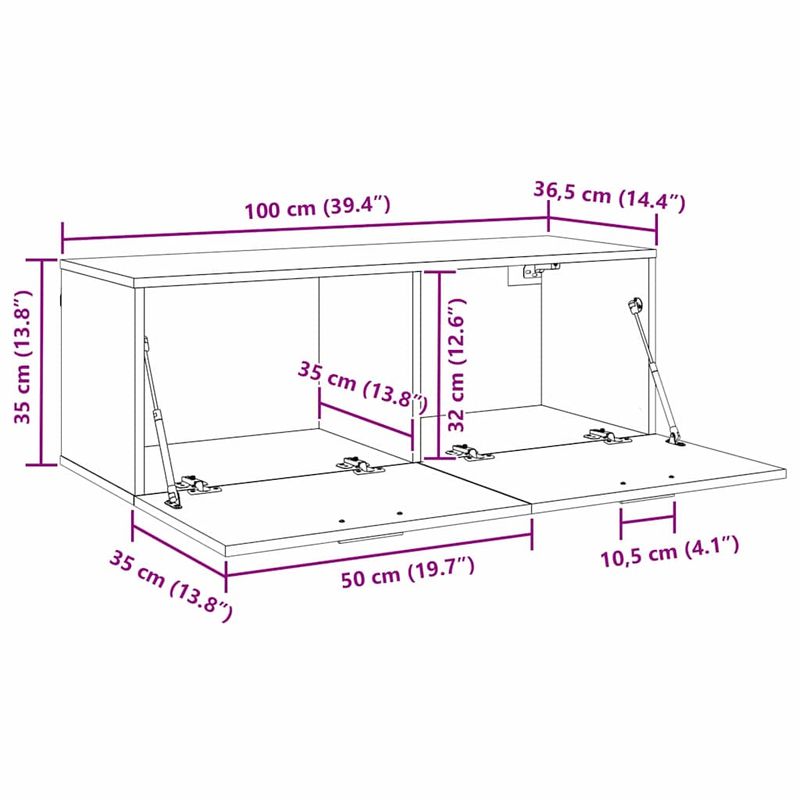 Casa si Gradina - Mobilier - Dulapuri si sifoniere - Dulapuri - Dulap de perete Lemn vechi 100 x 36.5 x 35 cm Lemn compozit - Infinity.ro