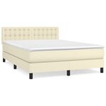 Casa si Gradina - Mobilier - Paturi si accesorii - Paturi - Pat box spring cu saltea, crem, 140x190 cm, piele ecologica - Infinity.ro