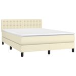 Casa si Gradina - Mobilier - Paturi si accesorii - Paturi - Pat box spring cu saltea, crem, 140x190 cm, piele ecologica - Infinity.ro