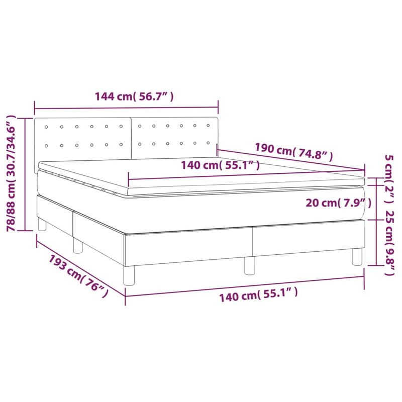 Casa si Gradina - Mobilier - Paturi si accesorii - Paturi - Pat box spring cu saltea, crem, 140x190 cm, piele ecologica - Infinity.ro