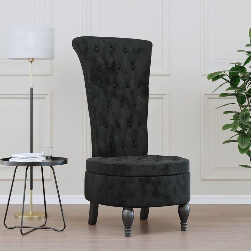 Casa si Gradina - Mobilier - Scaune si fotolii - Fotolii - Fotoliu cu spatar inalt, negru, catifea, design cu nasturi - Infinity.ro