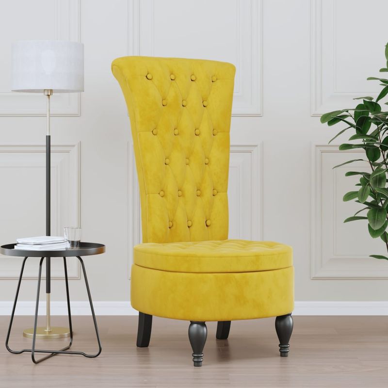 Casa si Gradina - Mobilier - Scaune si fotolii - Fotolii - Fotoliu cu spatar inalt, galben, catifea, design cu nasturi - Infinity.ro