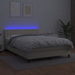 Casa si Gradina - Mobilier - Paturi si accesorii - Paturi - Pat cu arcuri, cu saltea & LED, crem, 140x190 cm, piele eco - Infinity.ro
