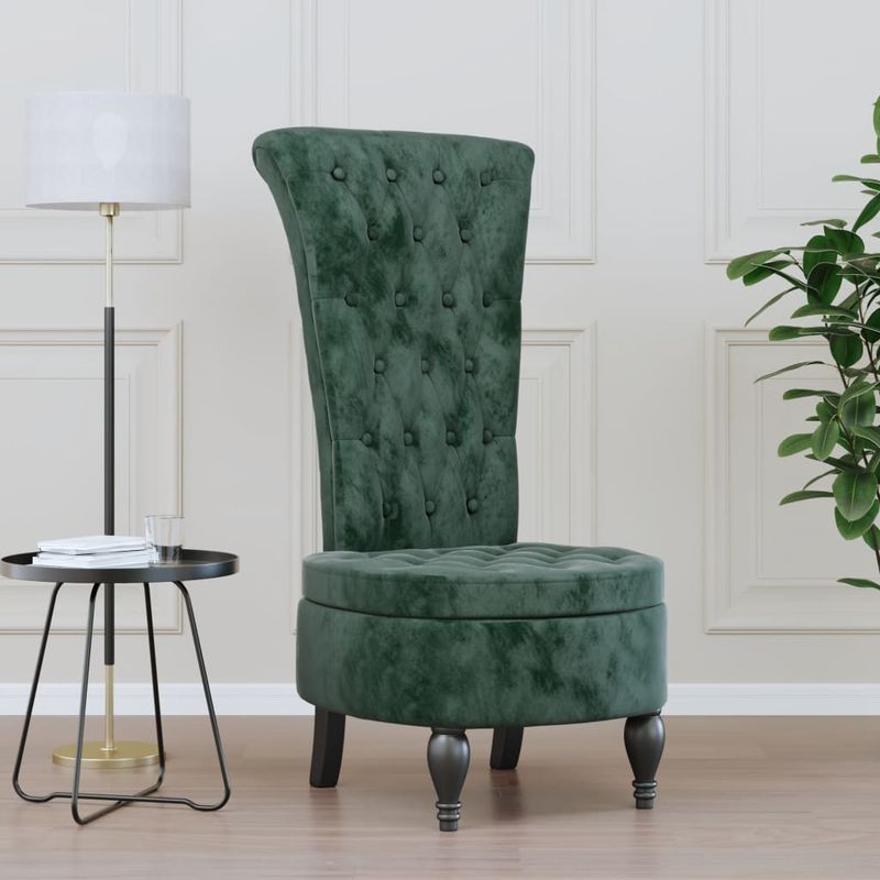 Casa si Gradina - Mobilier - Scaune si fotolii - Fotolii - Fotoliu cu spatar inalt verde inchis catifea design cu nasturi - Infinity.ro