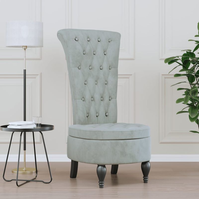 Casa si Gradina - Mobilier - Scaune si fotolii - Fotolii - Fotoliu cu spatar inalt, gri deschis, catifea design cu nasturi - Infinity.ro