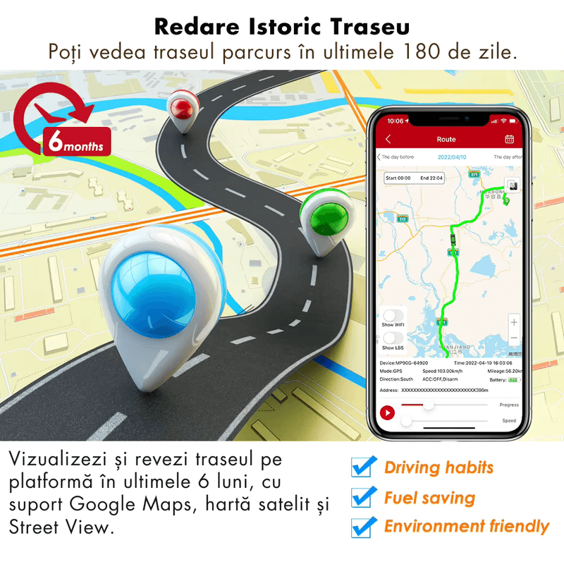 Auto si Moto - Electronice auto - Navigatii GPS - Mini GPS Tracker 4G, microfon live, urmarire in timp real, magnet, 10000mAh, IP67, alerte zona, viteza, miscare - Infinity.ro
