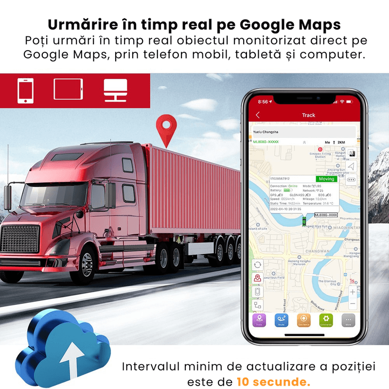 Auto si Moto - Electronice auto - Navigatii GPS - Mini GPS Tracker 4G, microfon live, urmarire in timp real, magnet, 10000mAh, IP67, alerte zona, viteza, miscare - Infinity.ro