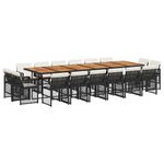 Casa si Gradina - Gradina si terasa - Mobilier exterior - Seturi mobila gradina - Set mobilier de gradina cu perne, 17 piese, negru, poliratan - Infinity.ro