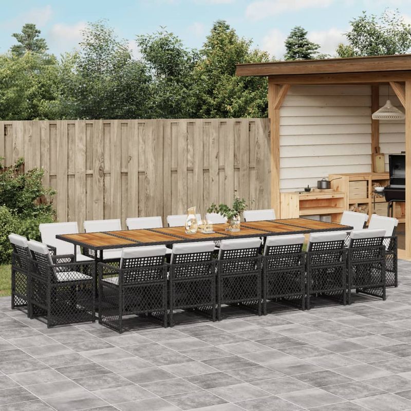 Casa si Gradina - Gradina si terasa - Mobilier exterior - Seturi mobila gradina - Set mobilier de gradina cu perne, 17 piese, negru, poliratan - Infinity.ro