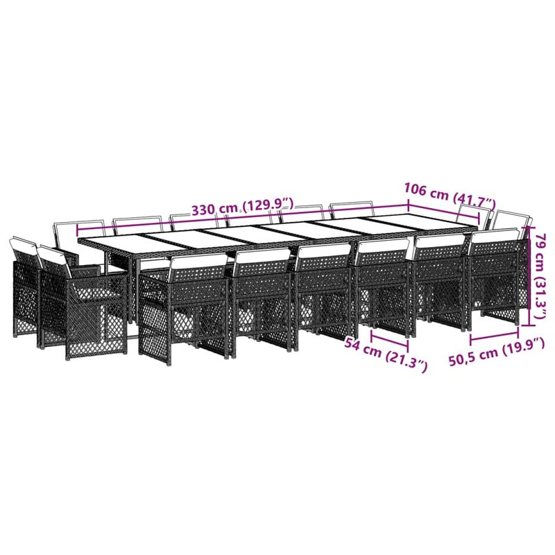 Casa si Gradina - Gradina si terasa - Mobilier exterior - Seturi mobila gradina - Set mobilier de gradina cu perne, 17 piese, negru, poliratan - Infinity.ro