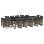 Casa si Gradina - Gradina si terasa - Mobilier exterior - Seturi mobila gradina - Set mobilier de gradina cu perne, 15 piese, gri, poliratan - Infinity.ro