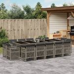 Casa si Gradina - Gradina si terasa - Mobilier exterior - Seturi mobila gradina - Set mobilier de gradina cu perne, 15 piese, gri, poliratan - Infinity.ro