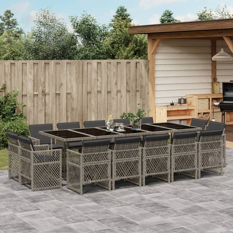 Casa si Gradina - Gradina si terasa - Mobilier exterior - Seturi mobila gradina - Set mobilier de gradina cu perne, 15 piese, gri, poliratan - Infinity.ro