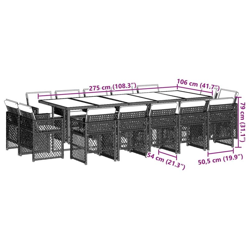 Casa si Gradina - Gradina si terasa - Mobilier exterior - Seturi mobila gradina - Set mobilier de gradina cu perne, 15 piese, gri, poliratan - Infinity.ro