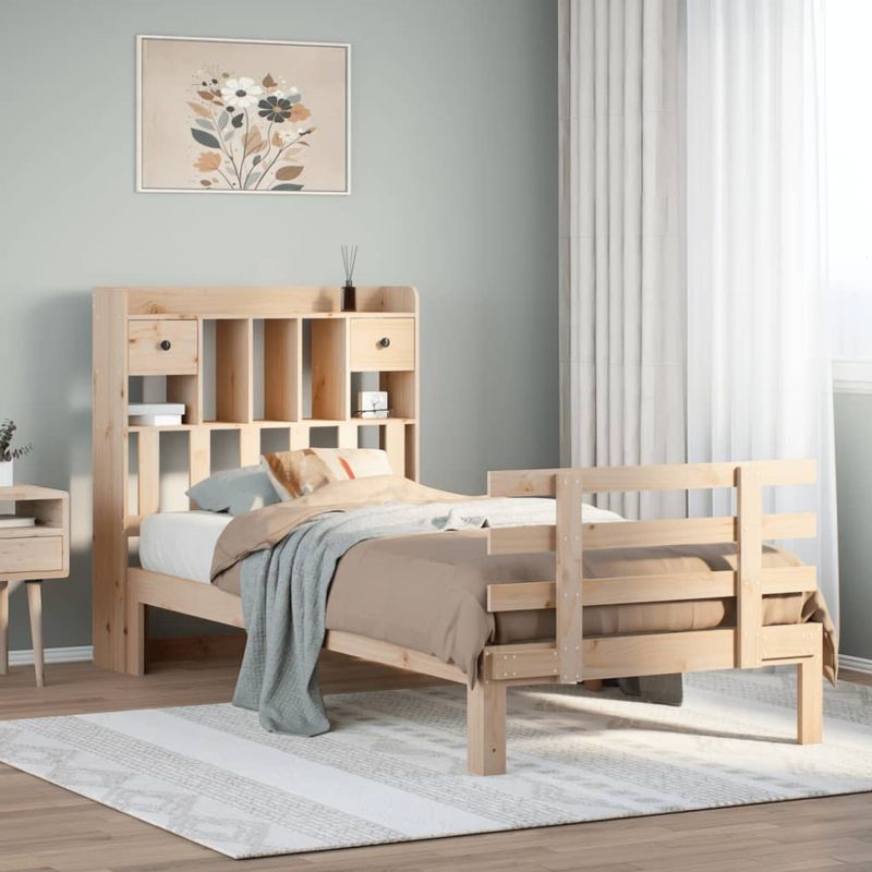Casa si Gradina - Mobilier - Paturi si accesorii - Paturi - Pat cu biblioteca fara saltea, 90x190 cm, lemn masiv de pin - Infinity.ro