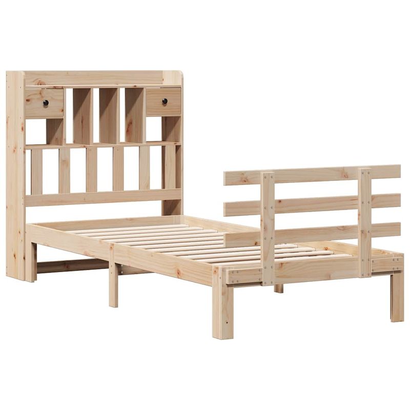 Casa si Gradina - Mobilier - Paturi si accesorii - Paturi - Pat cu biblioteca fara saltea, 90x190 cm, lemn masiv de pin - Infinity.ro
