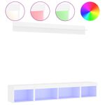 Casa si Gradina - Mobilier - Comode si corpuri - Comode - Unitati de perete TV cu LED-uri, 5 piese, alb, lemn prelucrat - Infinity.ro