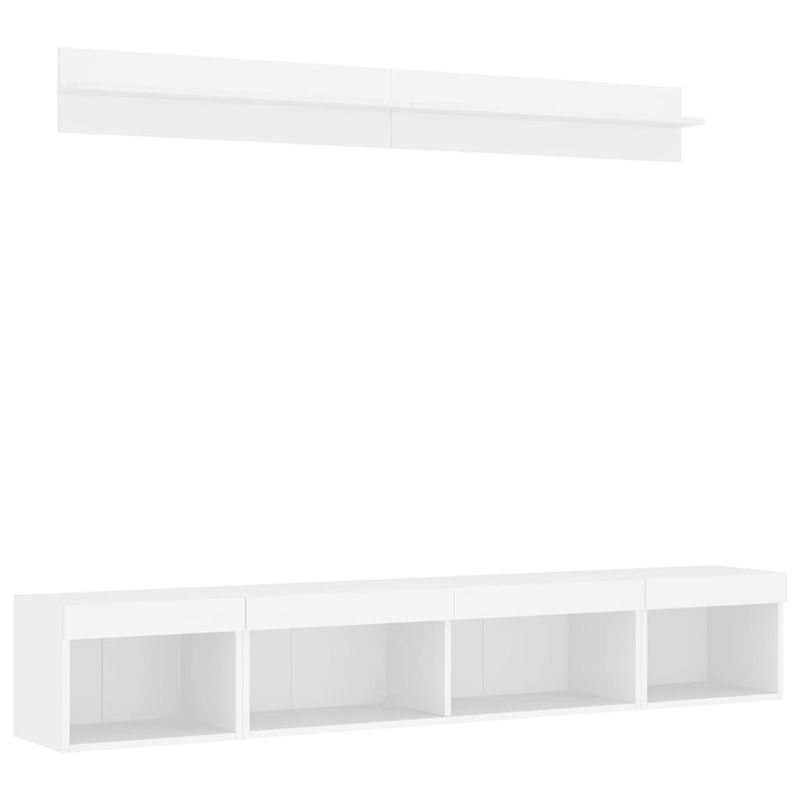 Casa si Gradina - Mobilier - Comode si corpuri - Comode - Unitati de perete TV cu LED-uri, 5 piese, alb, lemn prelucrat - Infinity.ro