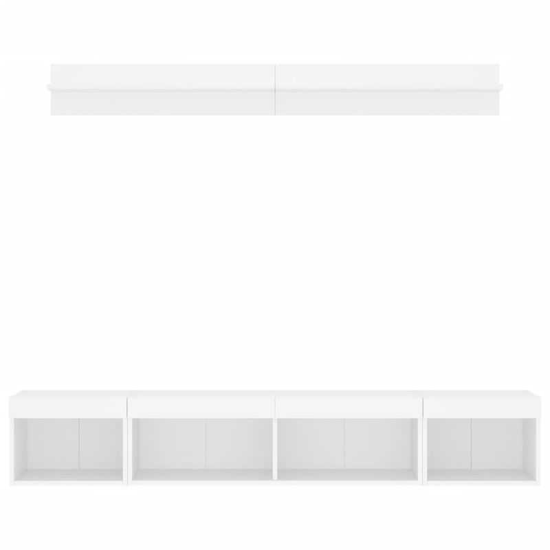 Casa si Gradina - Mobilier - Comode si corpuri - Comode - Unitati de perete TV cu LED-uri, 5 piese, alb, lemn prelucrat - Infinity.ro