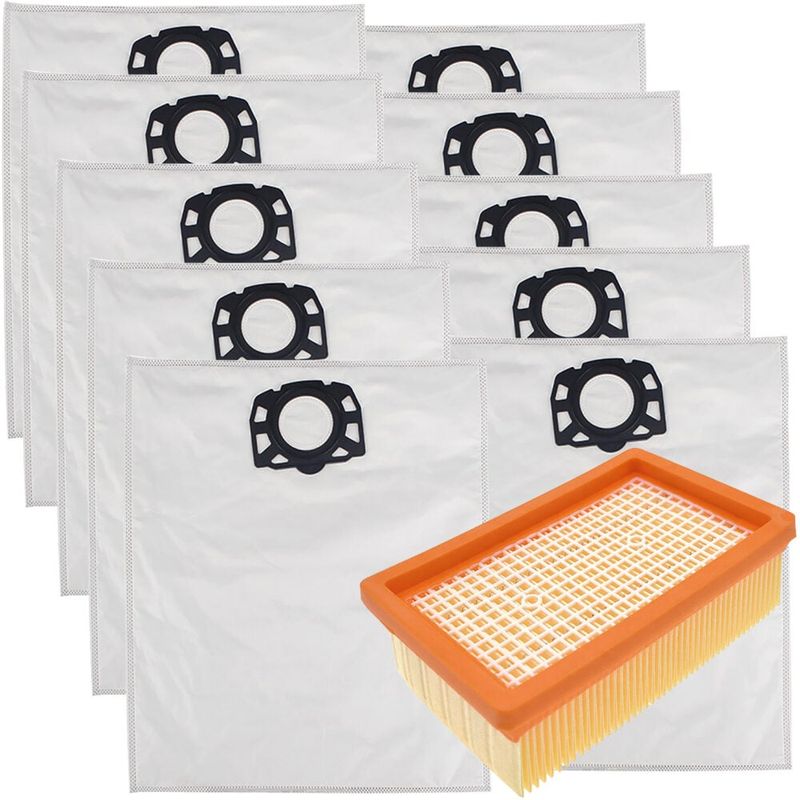 Electronice si Electrocasnice - Ingrijirea locuintei - Accesorii aparate pentru ingrijirea locuintei - Set filtru Hepa si 10 saci textili premium, NewEvo® , pentru aspiratoare Karcher seria, WD4 WD5 WD6 KWD6 - Infinity.ro