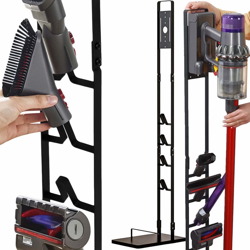 Electronice si Electrocasnice - Ingrijirea locuintei - Accesorii aparate pentru ingrijirea locuintei - Suport Premium Pentru Aspirator Dyson, V15 V12 V11 V10 V8 V7 V6 GEN5 , Montaj Fara Gauri in Pereti,  126x22x28.5 cm - Infinity.ro