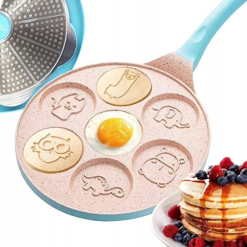 Casa si Gradina - Bucatarie si vesela - Vase pentru gatit - Tigai si seturi - Tigaie Clatite ,7Forme Animale, Din Otel Acoperit Cu Ceramica, atat pentru aragazul normal cat si pentru cel cu inductie - Infinity.ro