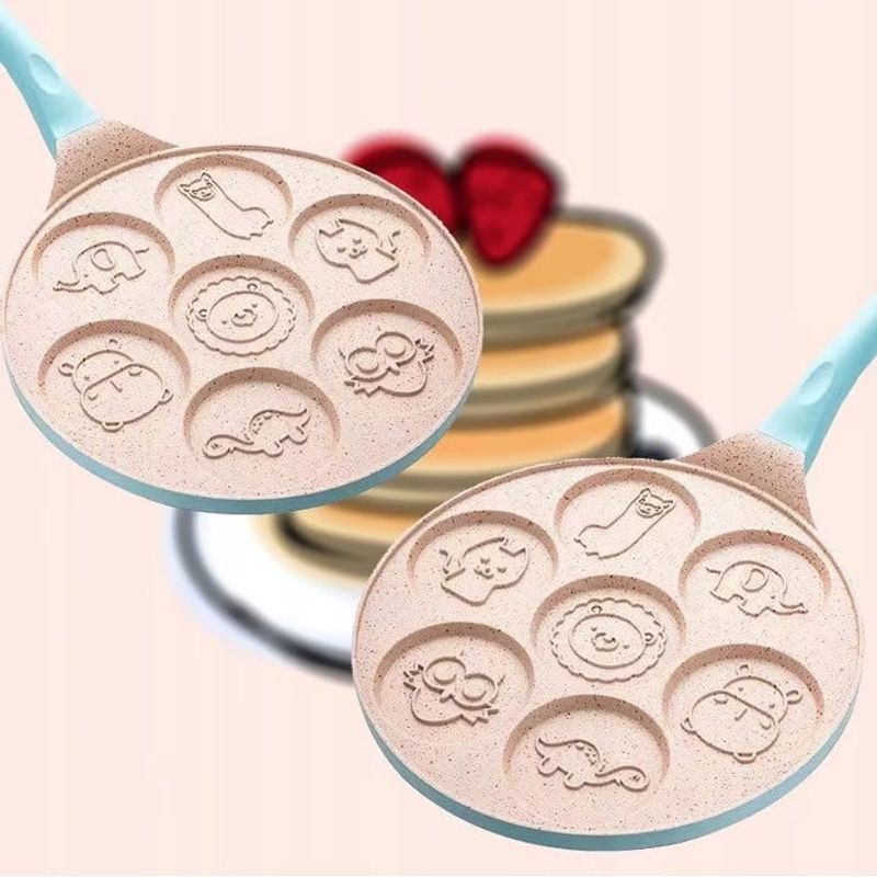 Casa si Gradina - Bucatarie si vesela - Vase pentru gatit - Tigai si seturi - Tigaie Clatite ,7Forme Animale, Din Otel Acoperit Cu Ceramica, atat pentru aragazul normal cat si pentru cel cu inductie - Infinity.ro