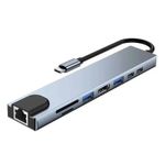 PC, gaming si accesorii - Retelistica - Hub-uri - Adaptor Hub USB Type-C 3.1 Multiport 8 in 1 la HDMI 4K, LAN RJ45 Ethernet, 1 x USB Type-C, 2x USB-A,PD 87W Charging Port - Infinity.ro