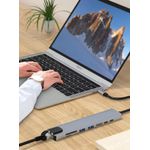 PC, gaming si accesorii - Retelistica - Hub-uri - Adaptor Hub USB Type-C 3.1 Multiport 8 in 1 la HDMI 4K, LAN RJ45 Ethernet, 1 x USB Type-C, 2x USB-A,PD 87W Charging Port - Infinity.ro
