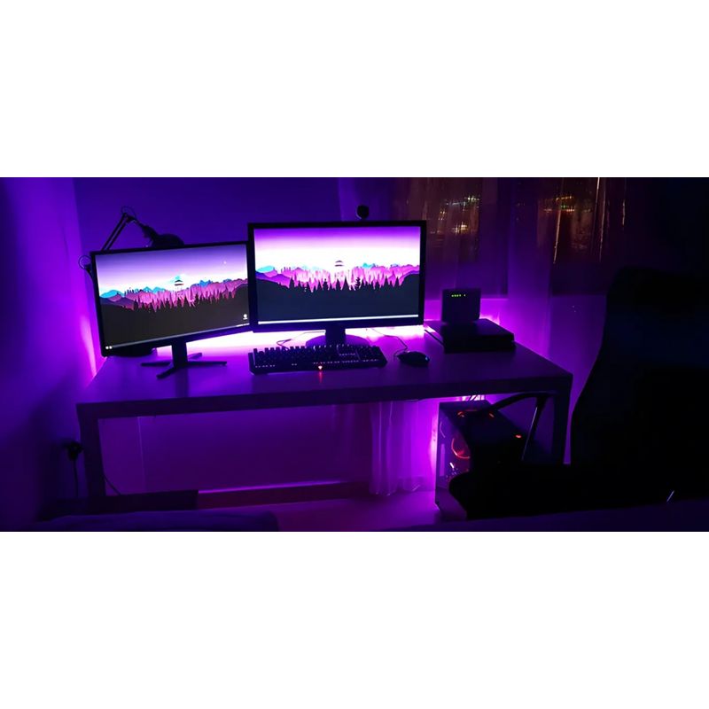 Casa si Gradina - Corpuri si surse de iluminat - Benzi LED - Banda de lumina inteligenta RGB LED, NewEvo®, Lumina ambientala, 16 milioane de culori, trei moduri de control - Infinity.ro