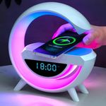 Casa si Gradina - Corpuri si surse de iluminat - Veioze si lampi - Lampi de veghe - Lampa Smart  Multifunctionala 4 in 1, Ceas digital, Alarma, Radio, Boxa Bluetooth, Incarcator wireless 15W, - Infinity.ro