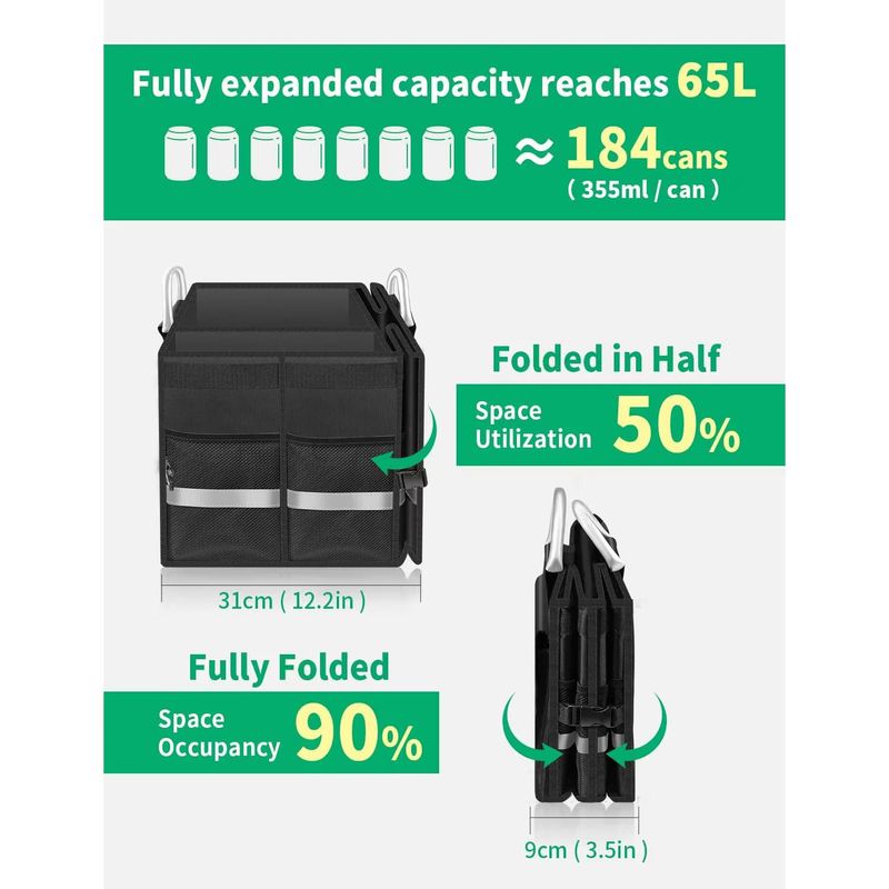 Auto si Moto - Automobile - Organizator portbagaj auto, NewEvo, geanta multifunctionala, pliabil, 3 compartimente, 60 X 35 X 30 cm, 65L - Infinity.ro