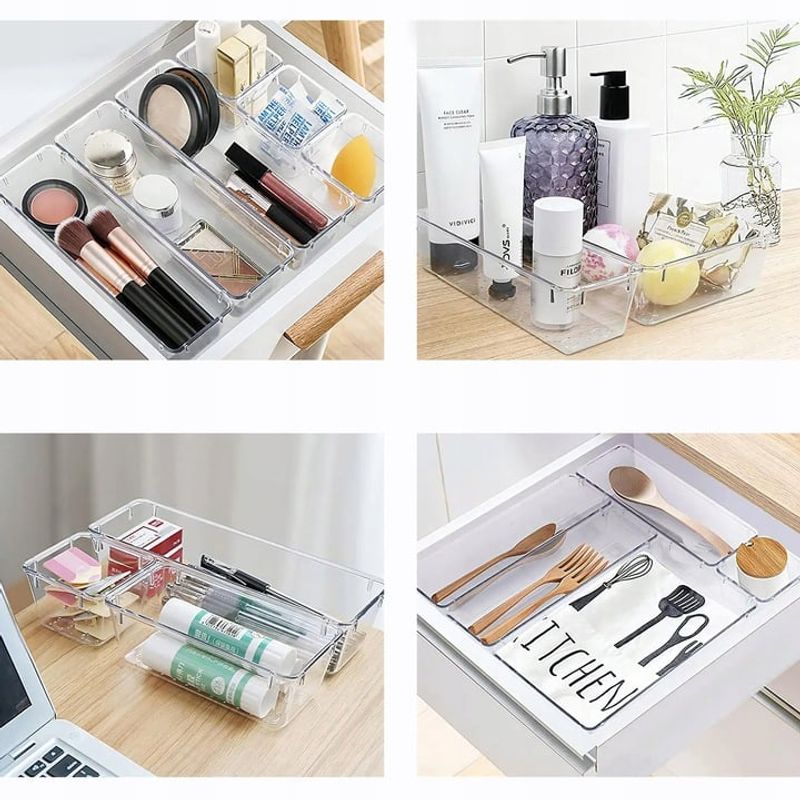 Casa si Gradina - Mobilier - Organizare si depozitare - Organizatoare pentru sertare si dulapuri - Set Organizator Sertar NewEvo, 25 Piese, 4 Marimi Diferite Pentru Depozitare Cosmetice, Bijuterii, Ustensile Bucatarie - Infinity.ro