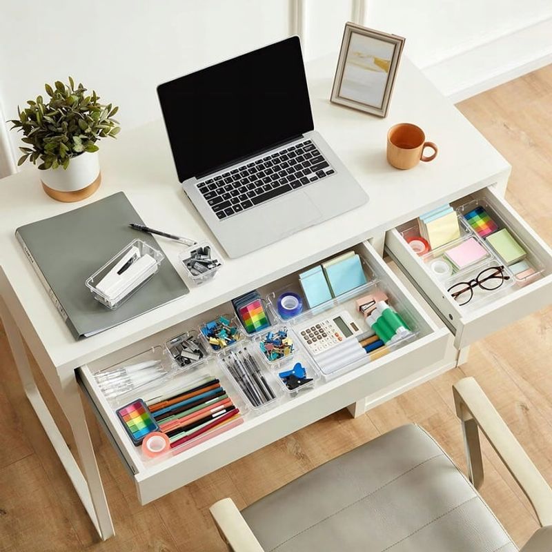 Casa si Gradina - Mobilier - Organizare si depozitare - Organizatoare pentru sertare si dulapuri - Set Organizator Sertar NewEvo, 25 Piese, 4 Marimi Diferite Pentru Depozitare Cosmetice, Bijuterii, Ustensile Bucatarie - Infinity.ro