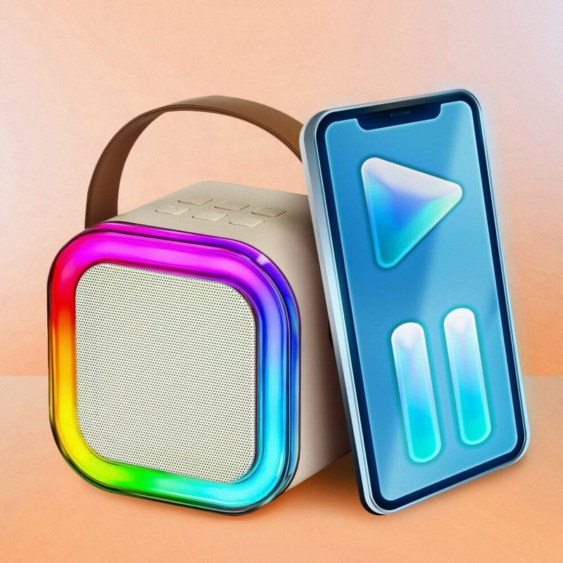 TV, Audio-Video si Foto - Portabile audio - Boxe portabile - Set Boxa Bluetooth 5.3 Karaoke Cu 2 Microfoane Wireless, Pentru Adulti si Copii Lumini RGB, 4Efecte Vocale, MicroSD Card - Infinity.ro