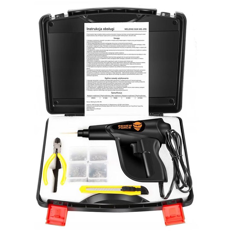 Casa si Gradina - Constructii - Scule electrice si accesorii - Pistoale de lipit - Pistol Profesional pentru lipit/sudat plastic Renew Force, kit pentru repararea fisurilor din plastic,putere 70W - Infinity.ro